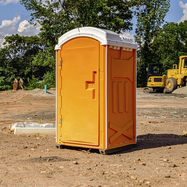 how often are the portable restrooms cleaned and serviced during a rental period in Norris